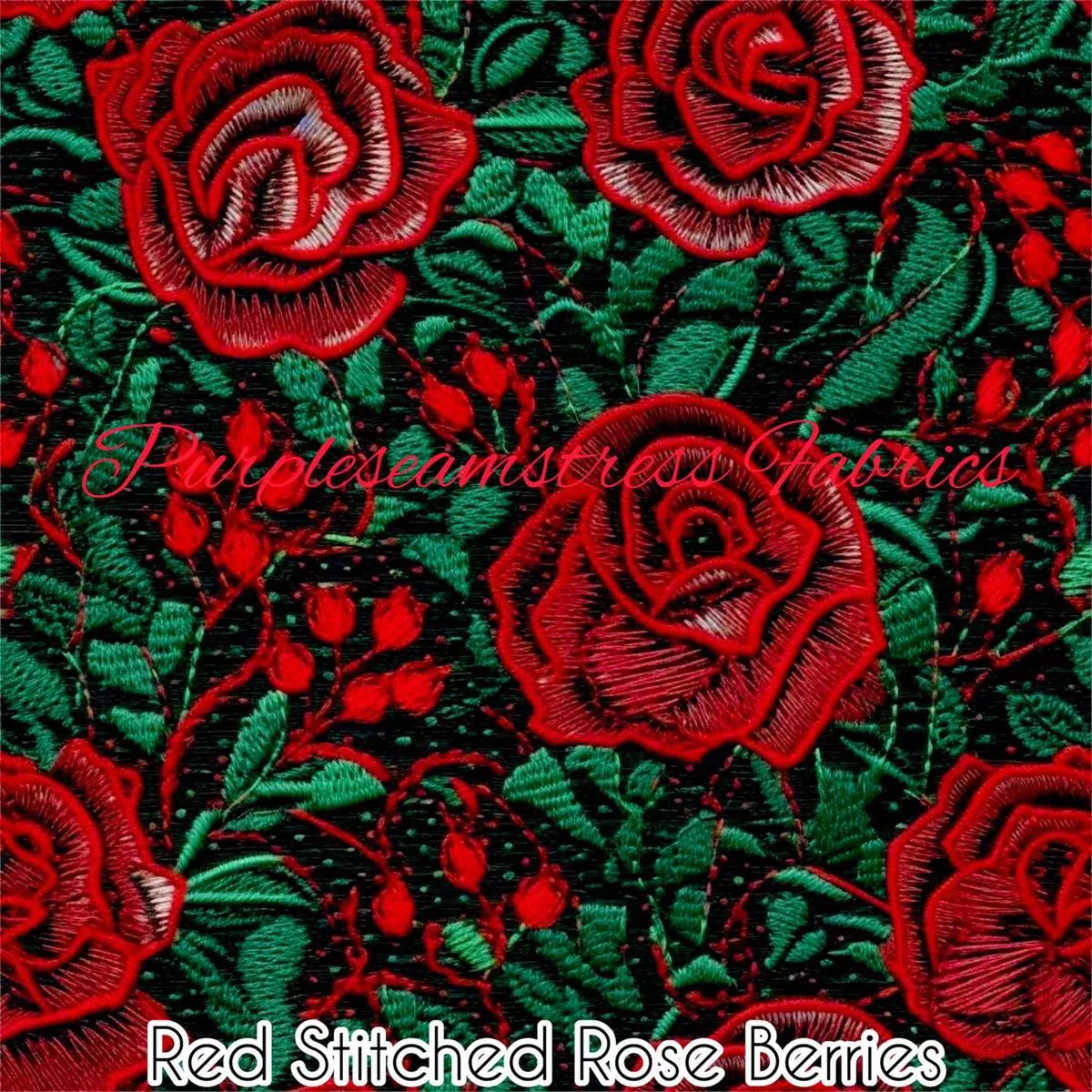 Faux Red Stitched Rose BerriesF…