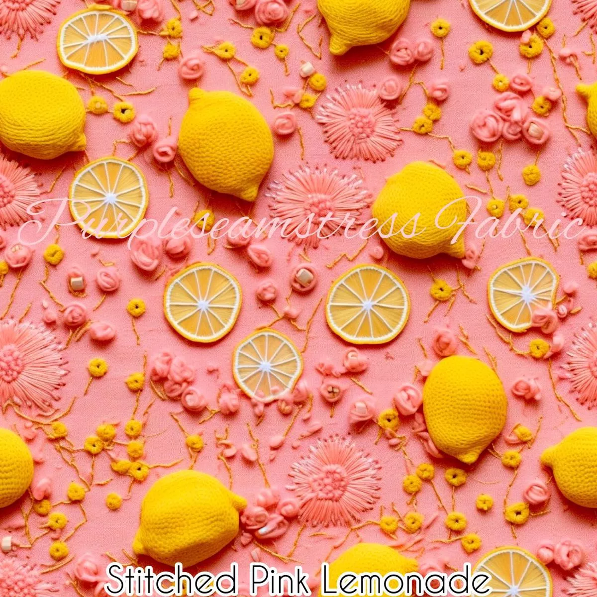 Faux Stitched Pink LemonadeFabr…