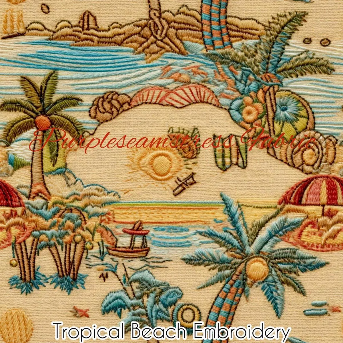 Faux Tropical Beach EmbroideryF…