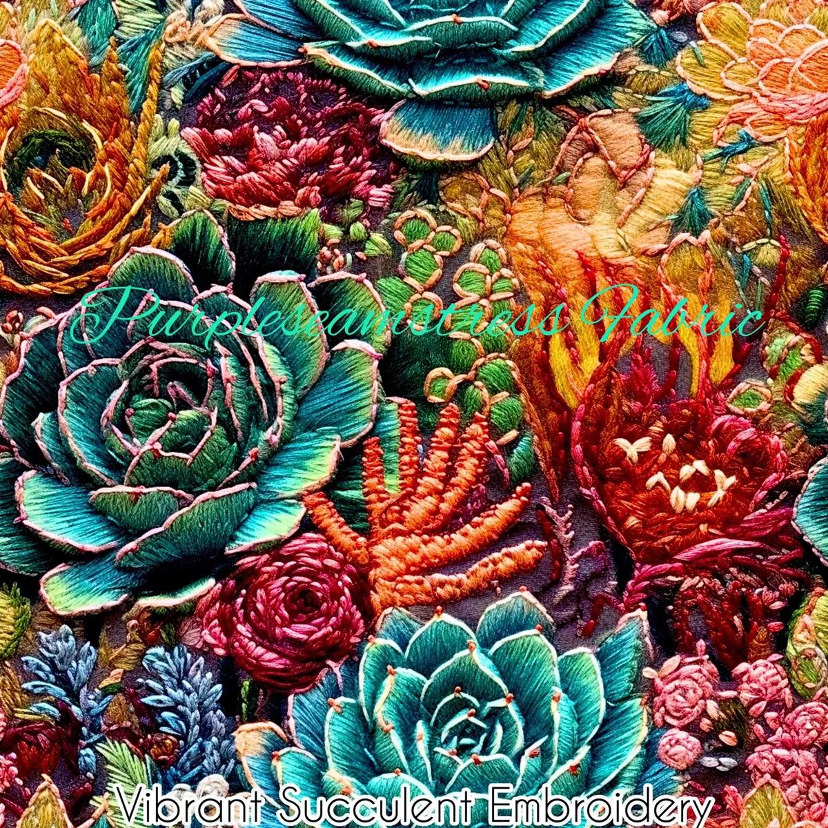 Faux Vibrant Succulent Embroidery …