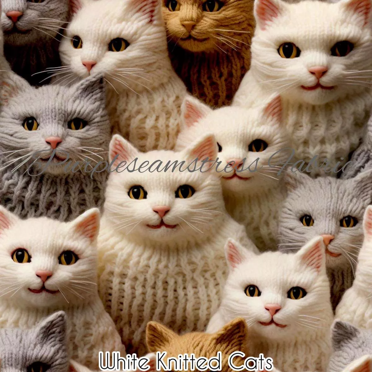 Faux White Knitted CatsFabric