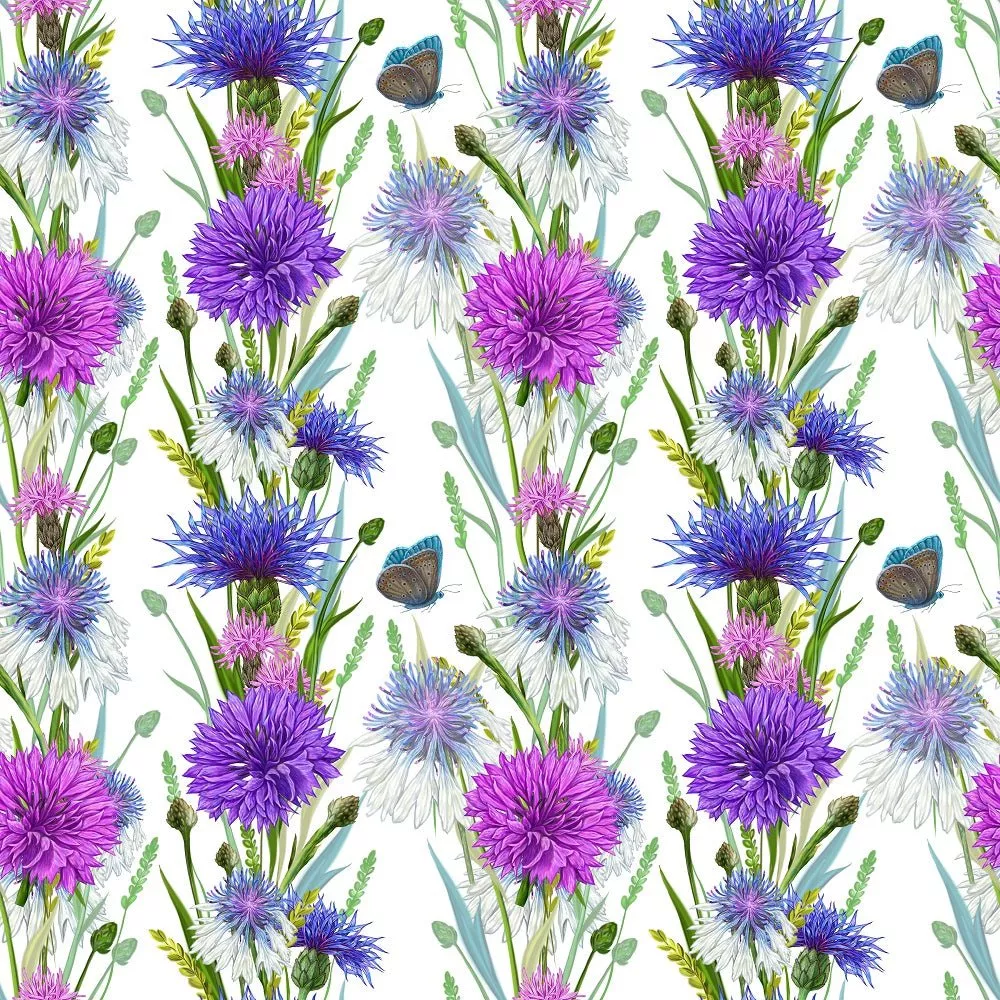 Fields of Cornflowers Pattern #2 Fabric