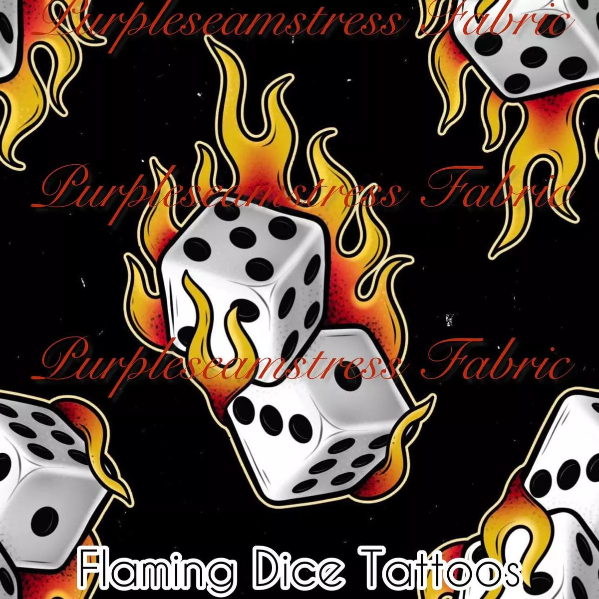 Flaming Dice TattoosFabric