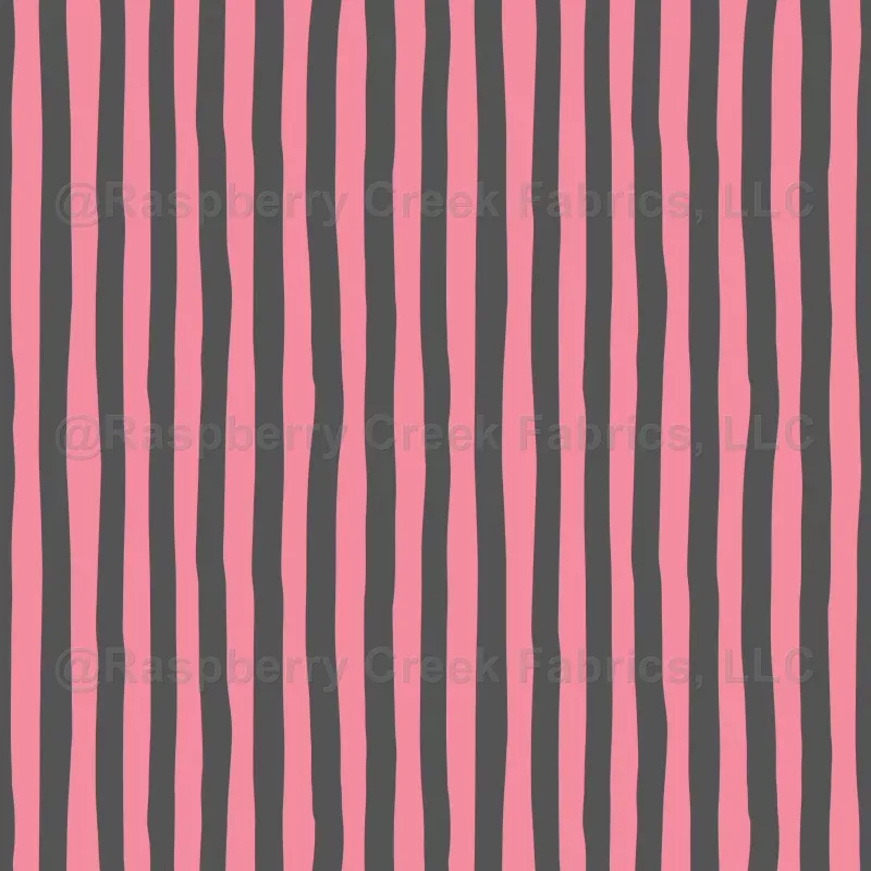 Flamingo Pink & Dark Gray Wonky Stripes