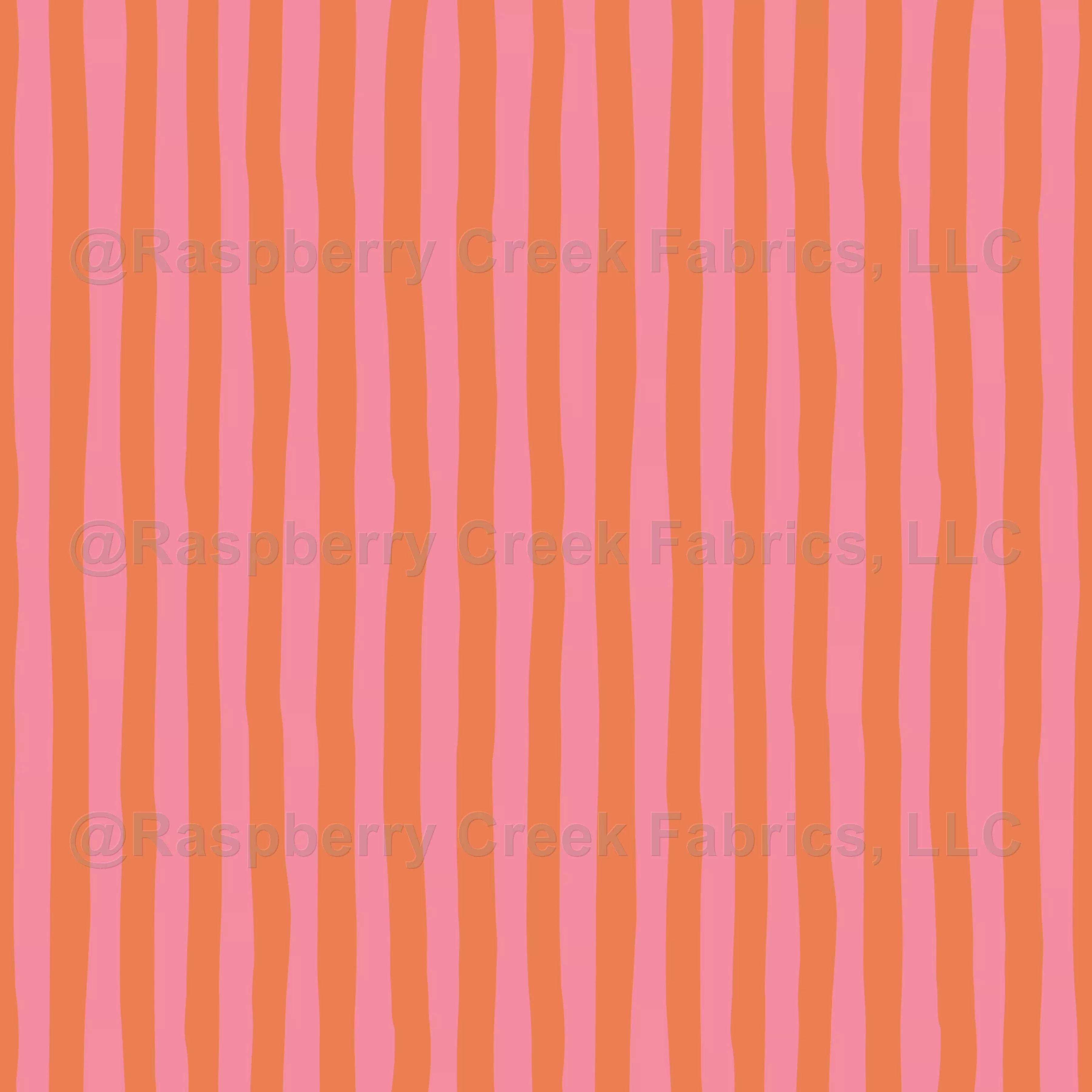 Flamingo Pink & Light Orange Wonky Stripes