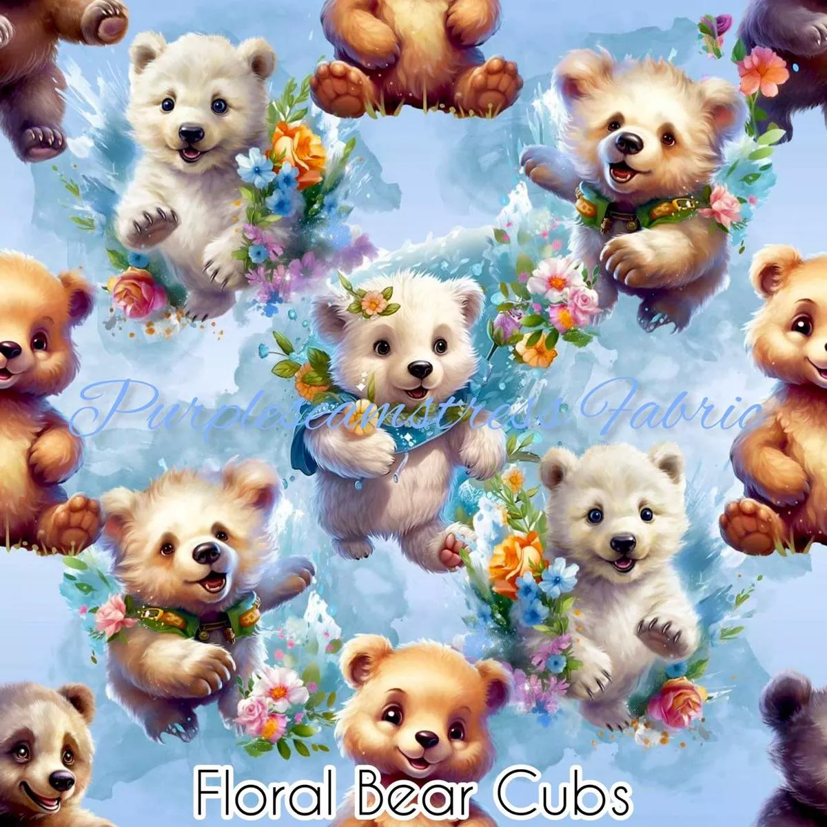 Floral Bear CubsFabric