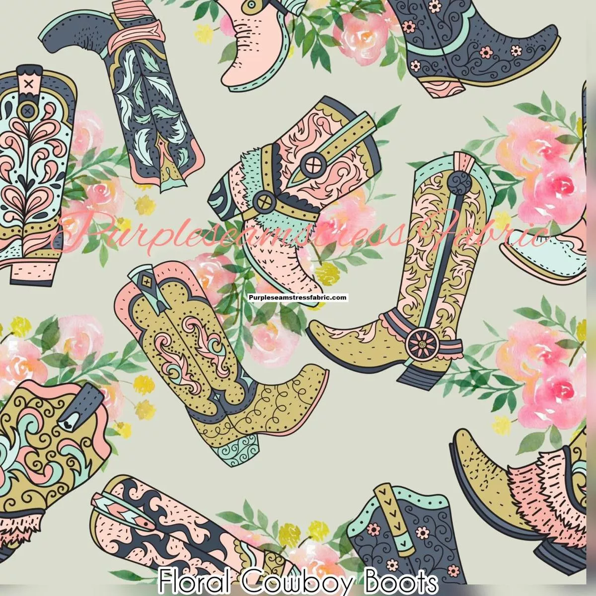 Floral Cowboy BootsFabric