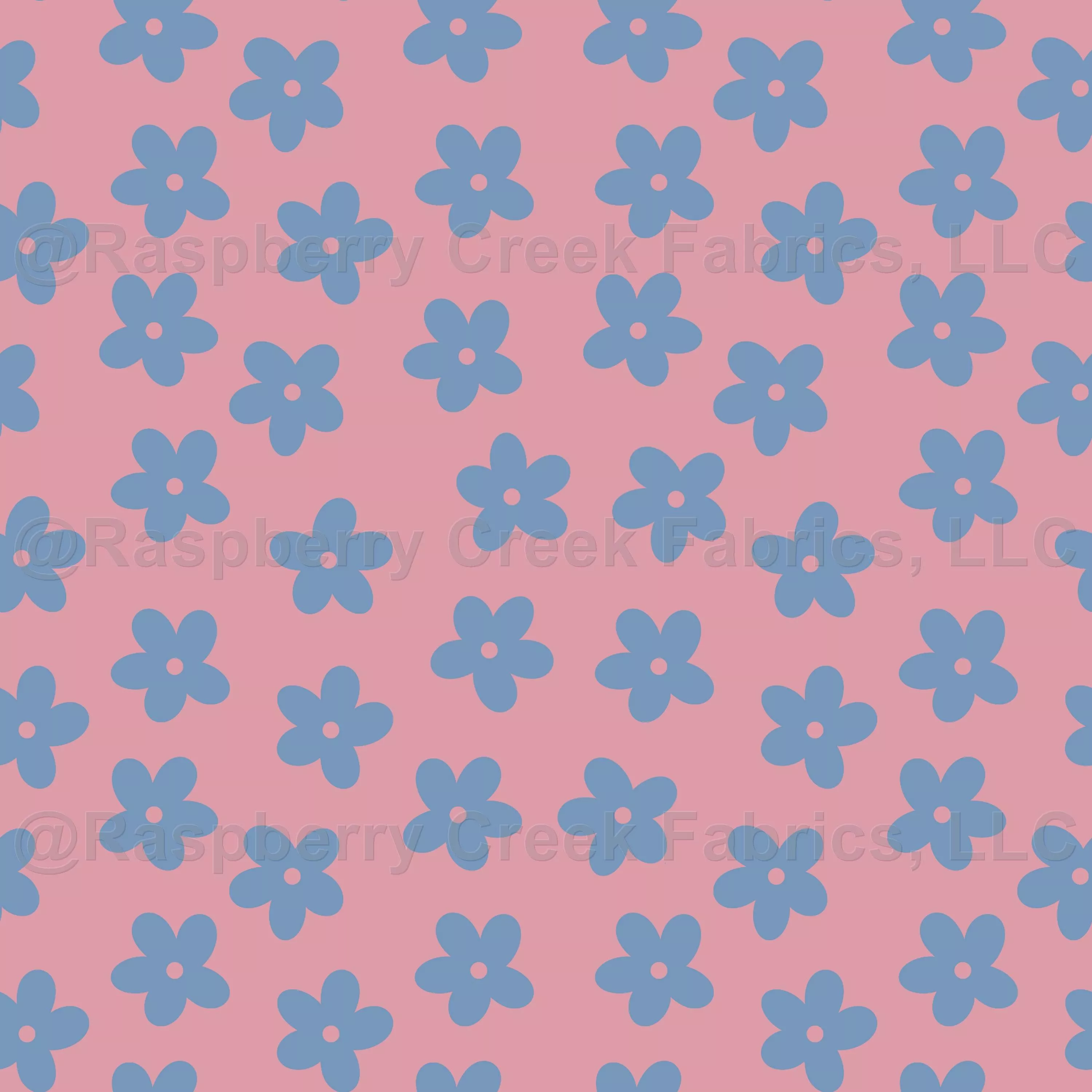 Florals Blue on Pink Background