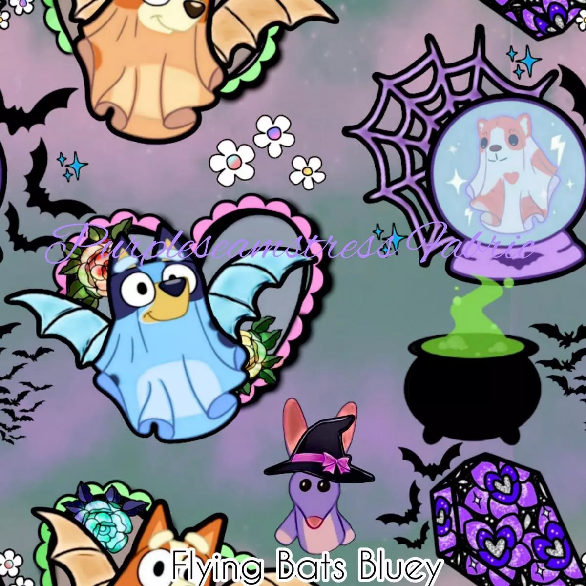 Flying Bats BlueyFabric
