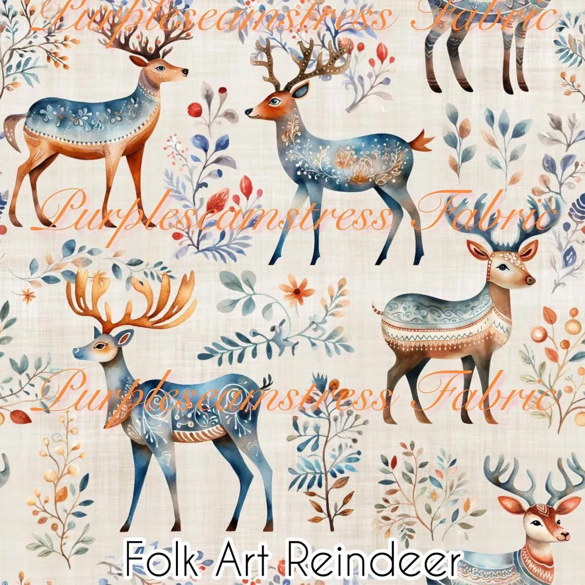 Folk Art ReindeerFabric