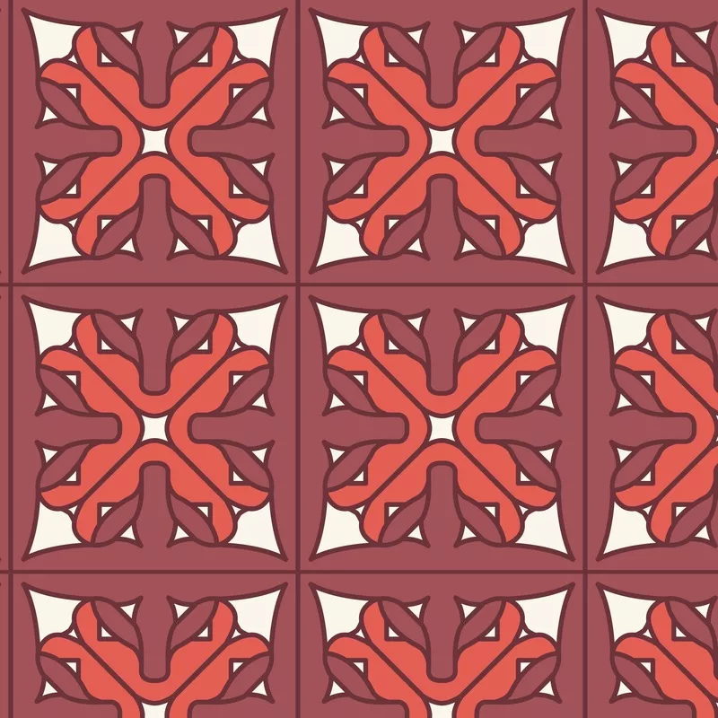 Frank Lloyd Wright PrismsRed Organic 55″ Barkclothwith Cloud9 Fabrics