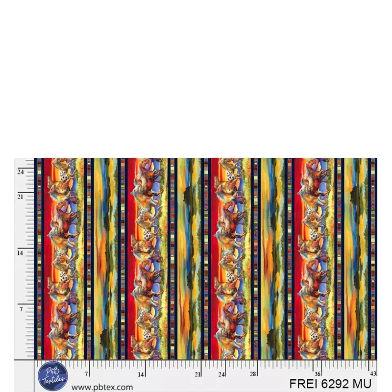 Free Rein – Running Wild Border Stripe – Multi – Yardage