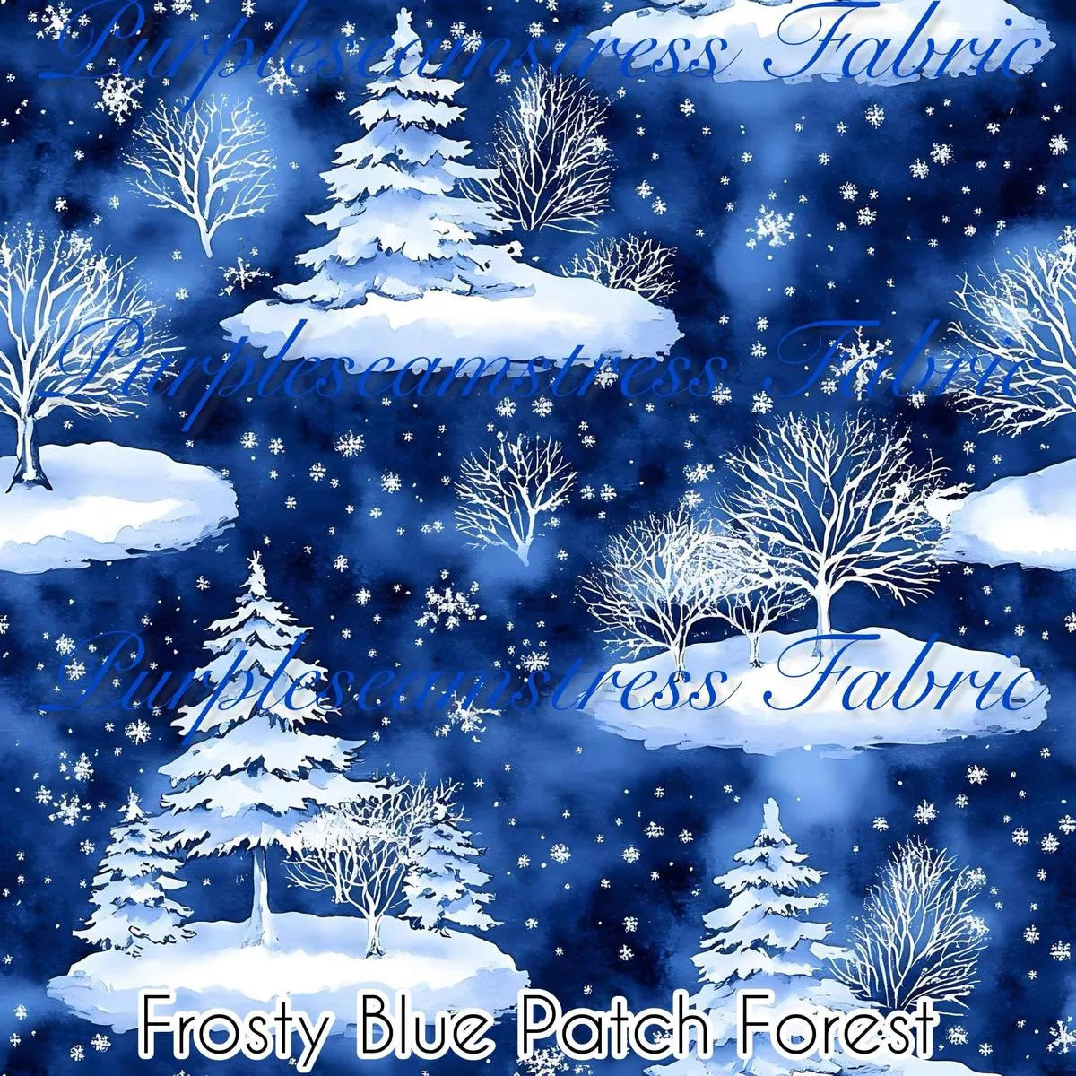 Frosty Blue Patch ForestFabric
