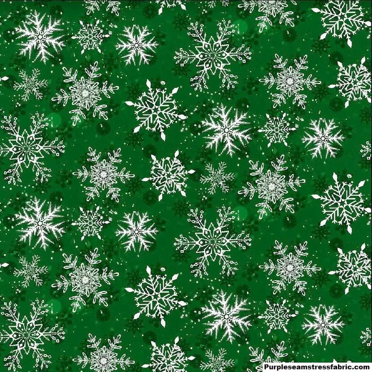 Frosty Snowflakes on GreenFabri…