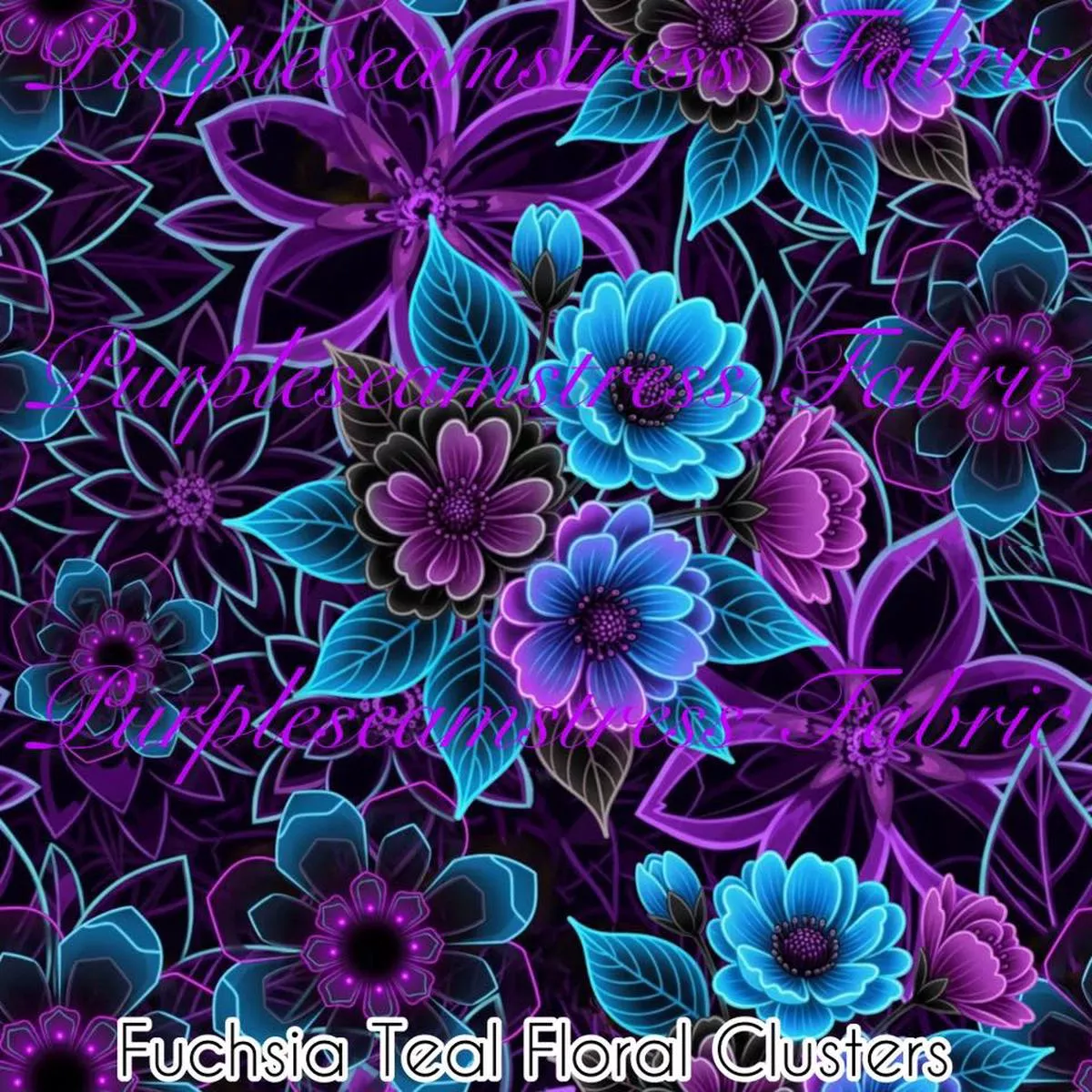 Fuchsia Teal Floral ClustersFab…