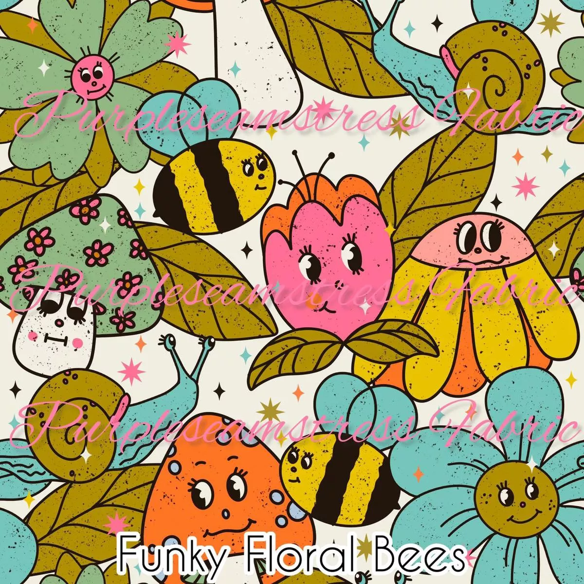 Funky Floral BeesFabric