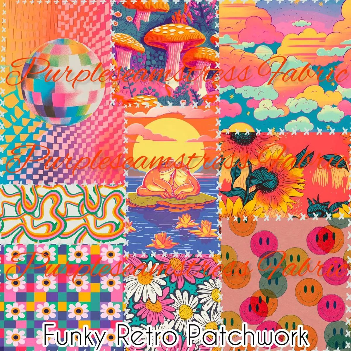 Funky Retro PatchworkFabric