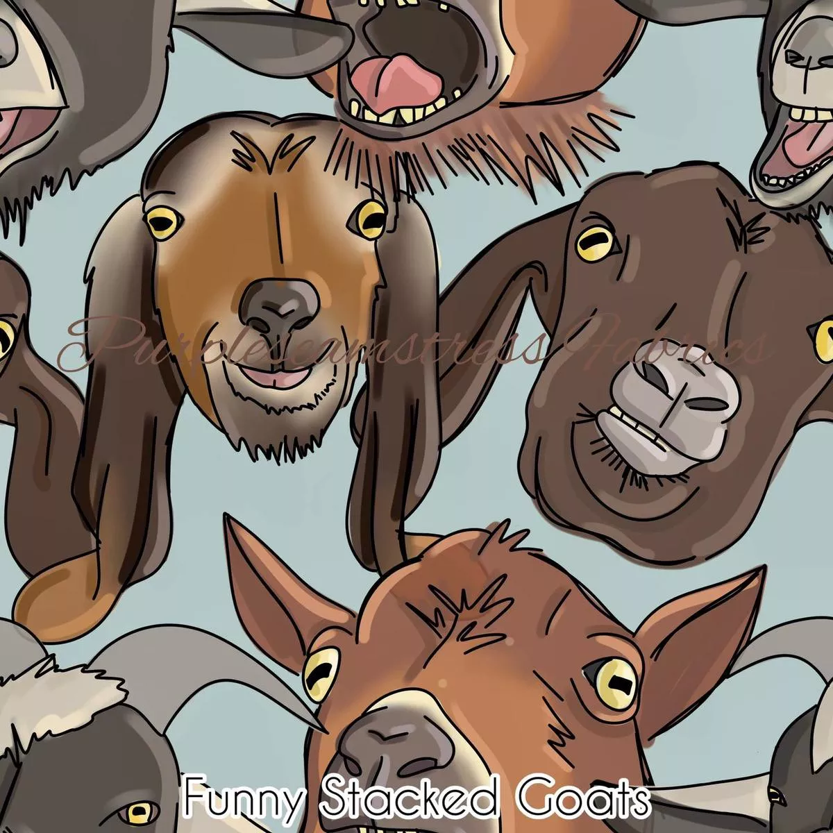 Funny Stacked GoatsFabric