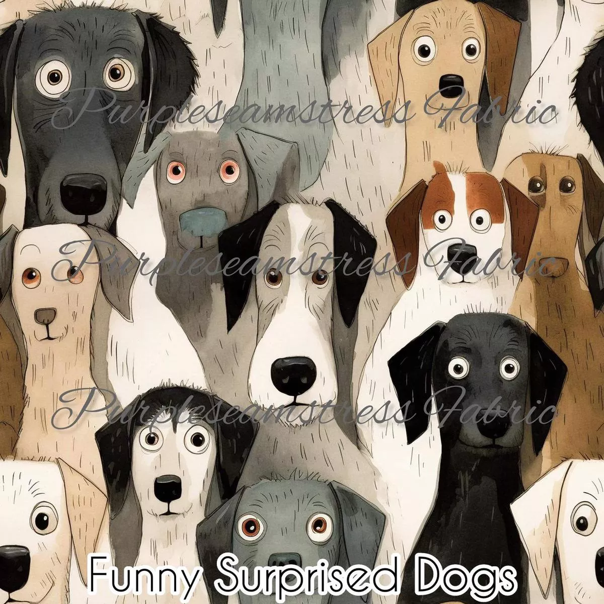 Funny Surprised DogsFabric