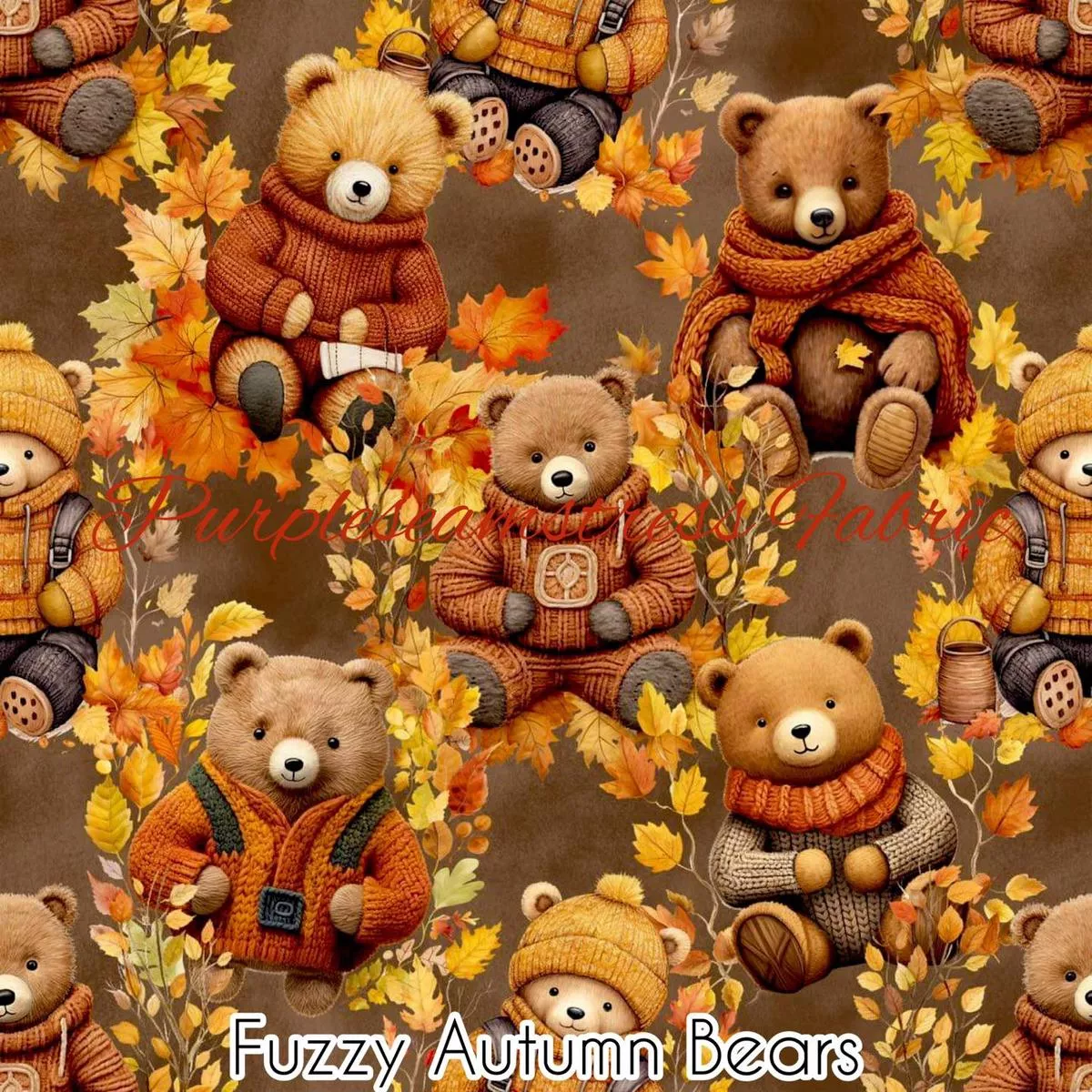 Fuzzy Autumn BearsFabric