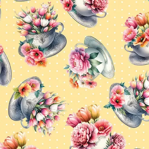 Garden Tea Cups Yellow