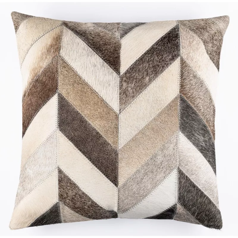 Genuine Cowhide Leather Patchwork Throw Pillow