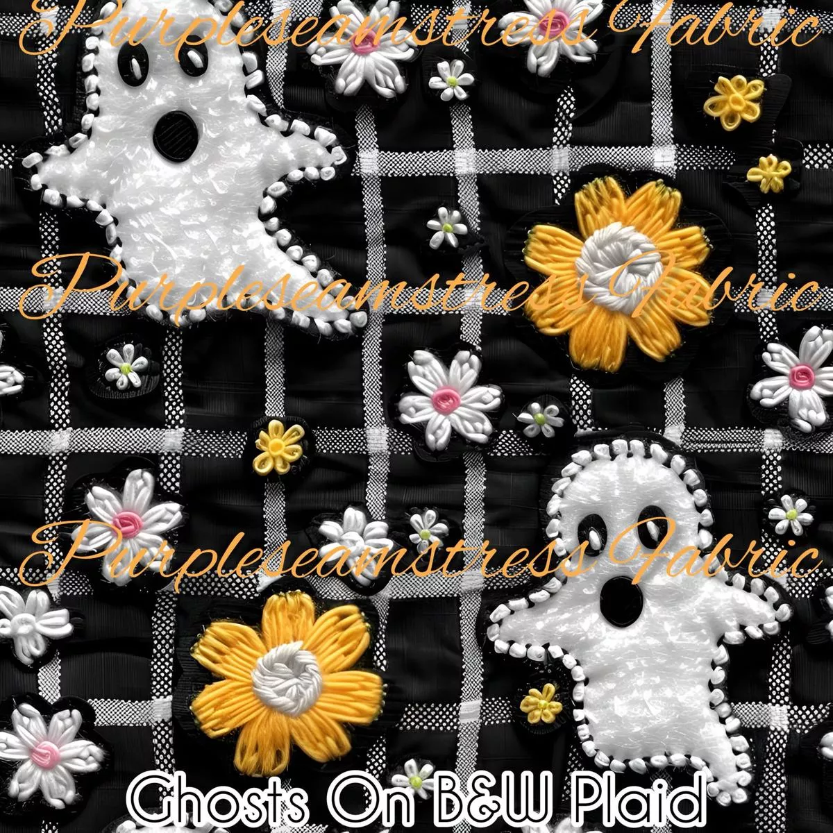 Ghosts on B&W PlaidFabric
