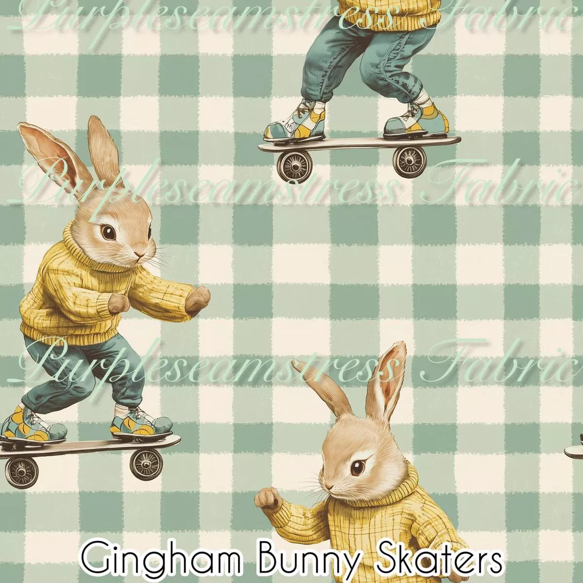 Gingham Bunny SkaterFabric