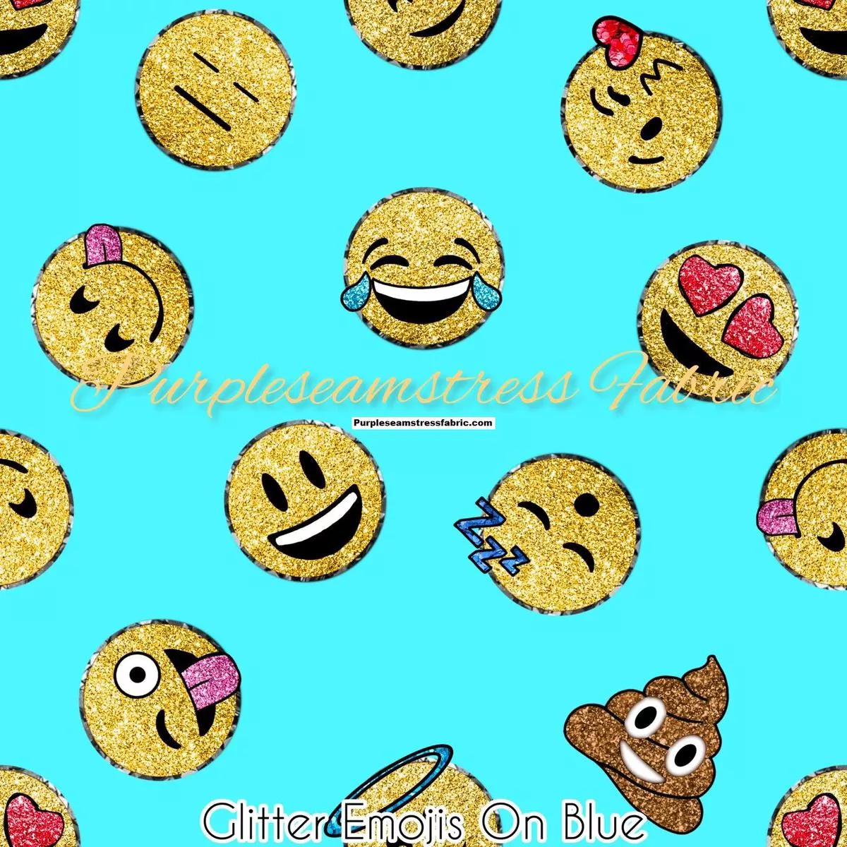 Glitter Emojis on BlueFabric