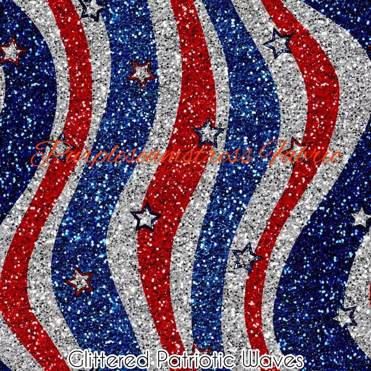 Glittered Patriotic WavesFabric