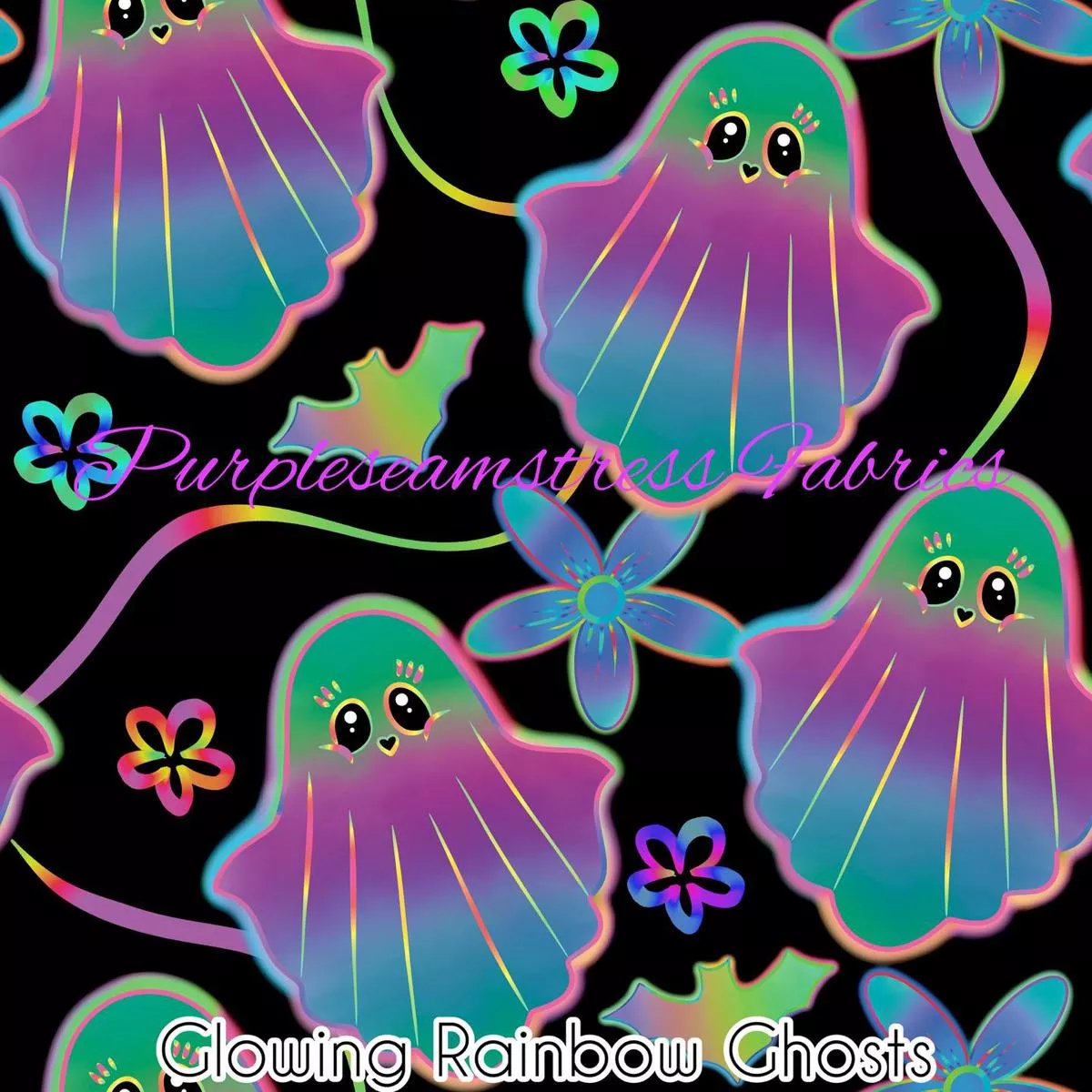 Glowing Rainbow GhostsFabric