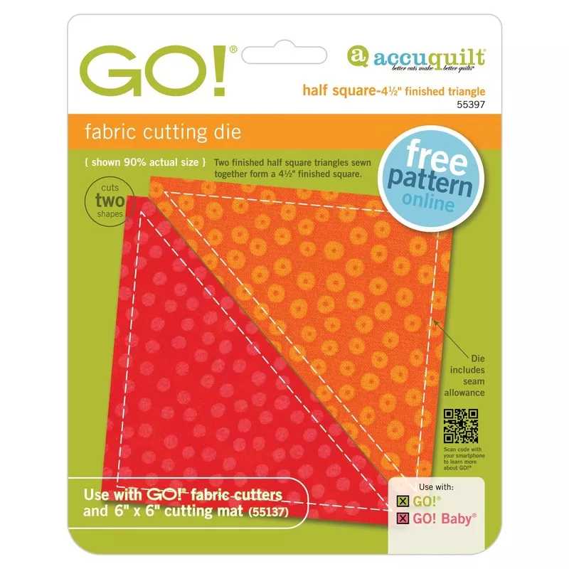 GO! Half Square Triangle-4 1/2″ Finished Square 55397