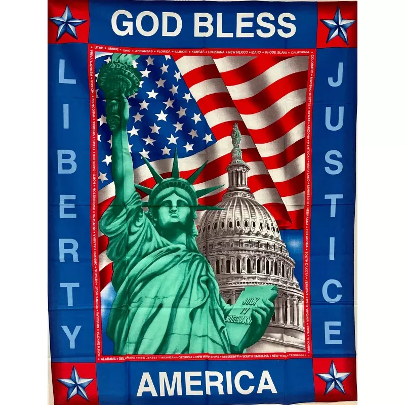 God Bless America Quilt Panel 36 X 43 with backing