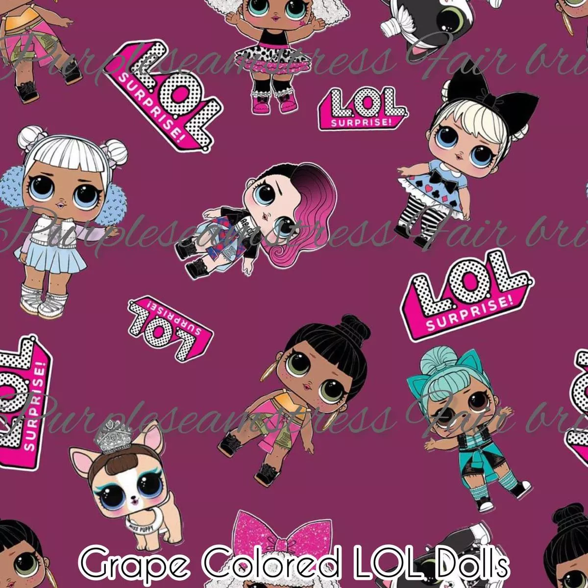 Grape Colored LOL DollsFabric