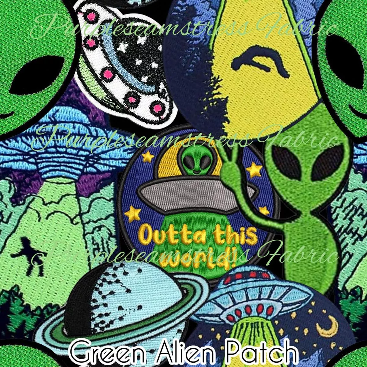 Green Alien PatchFabric