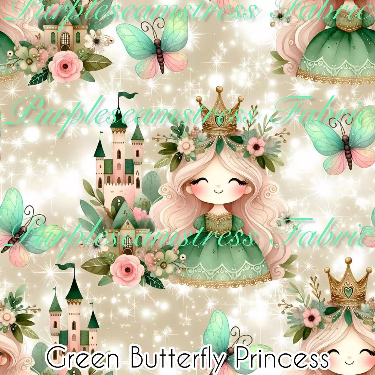 Green Butterfly PrincessFabric