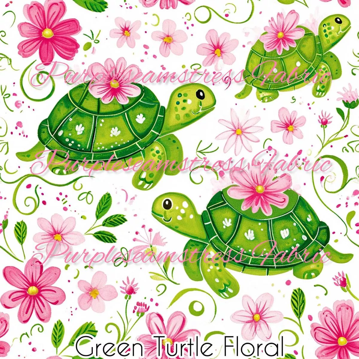 Green Turtle FloralFabric