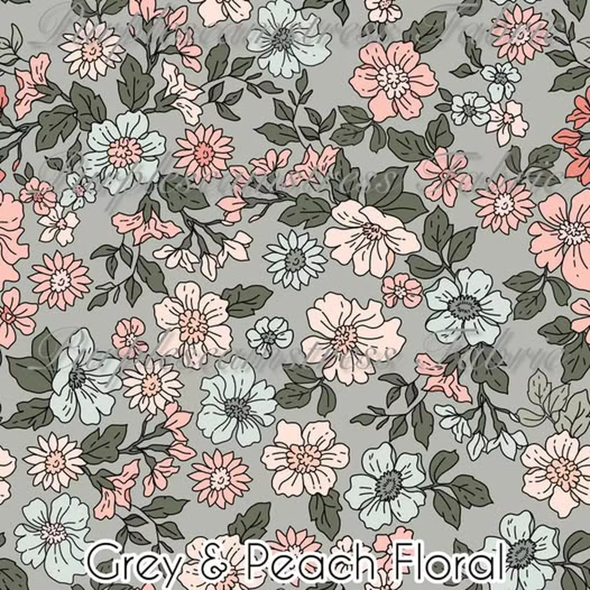 Grey & Peach FloralFabric