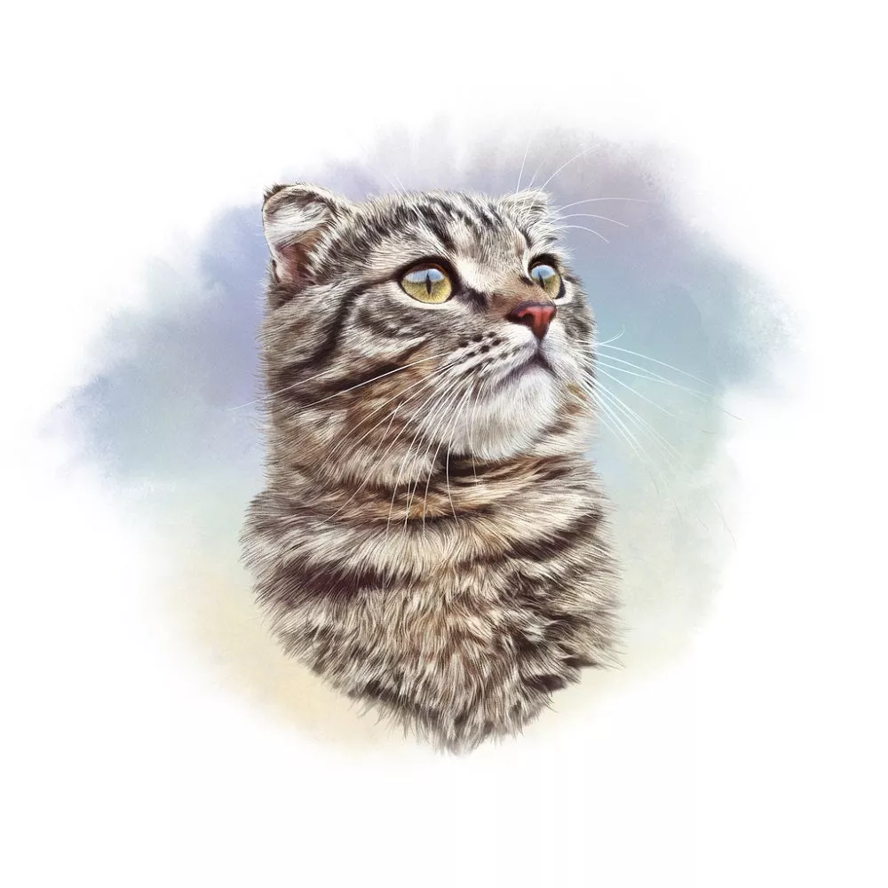 Grey Striped Cat Fabric Panel Variation 4