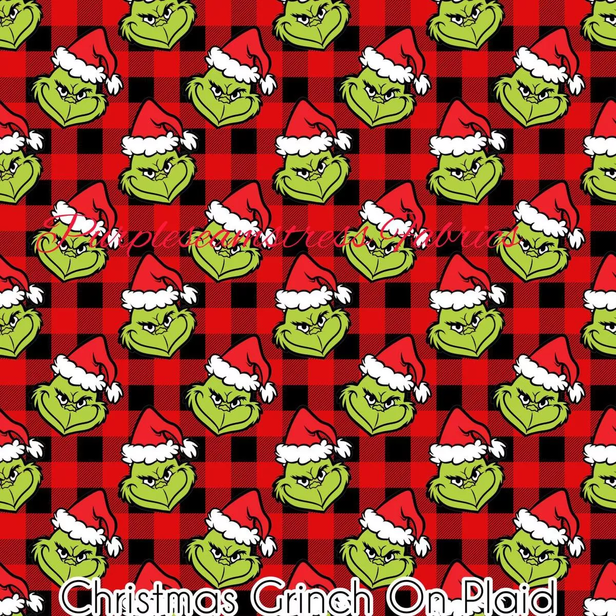 Grinch on Buffalo PlaidFabric