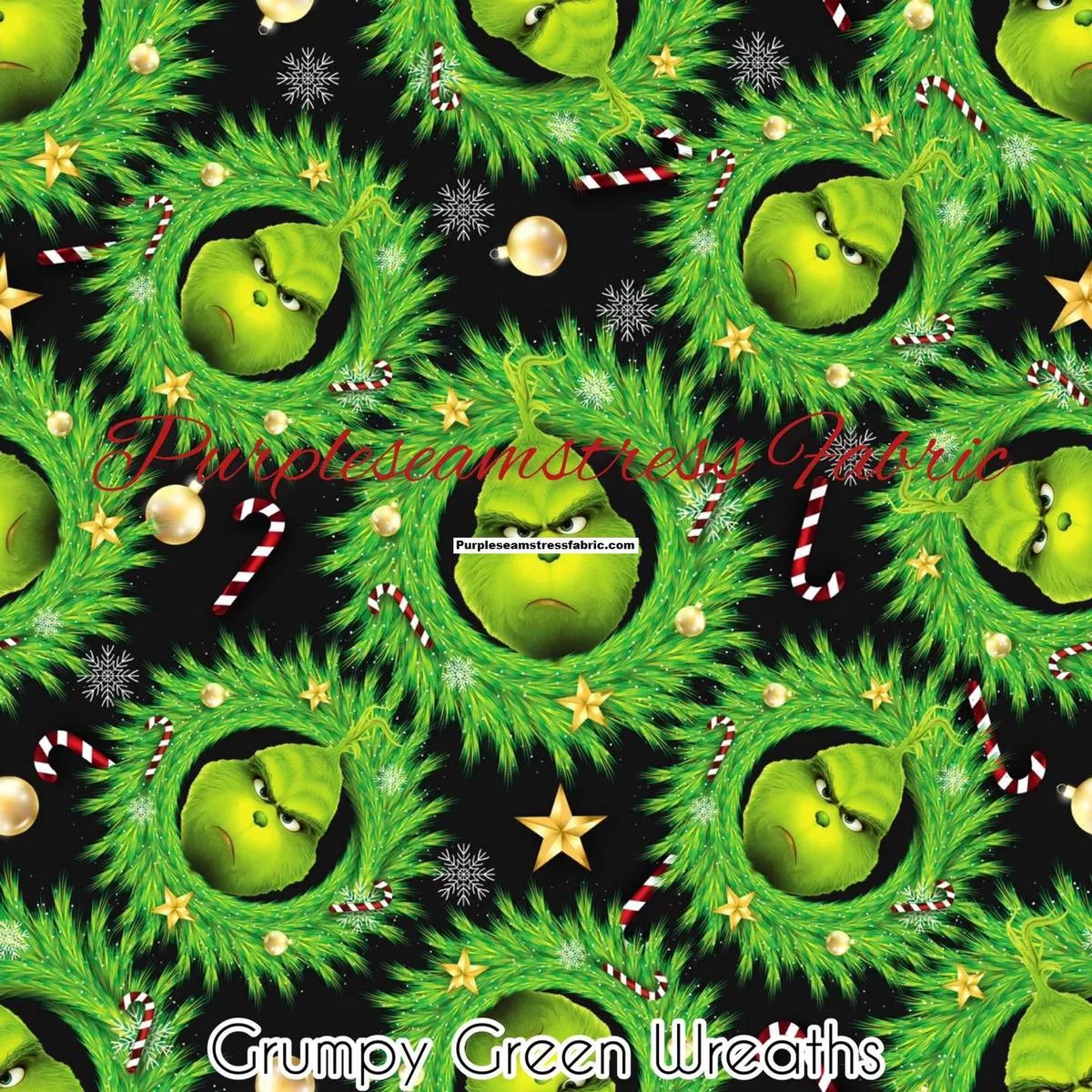 Grumpy Green WreathsFabric