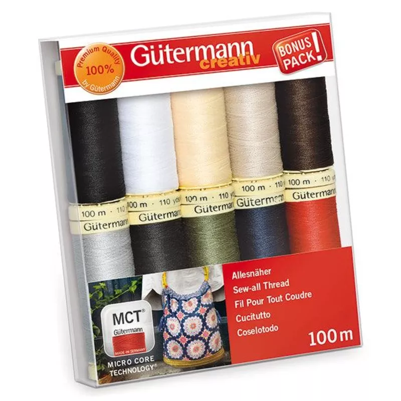 Gutermann Sew-All Thread Set: Assorted Basics – 10x100m