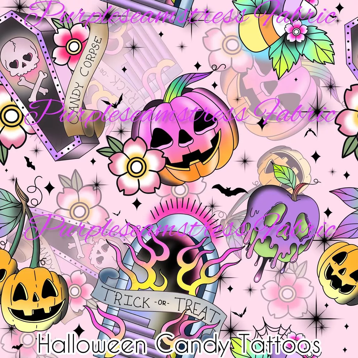 Halloween Candy TattoosFabric