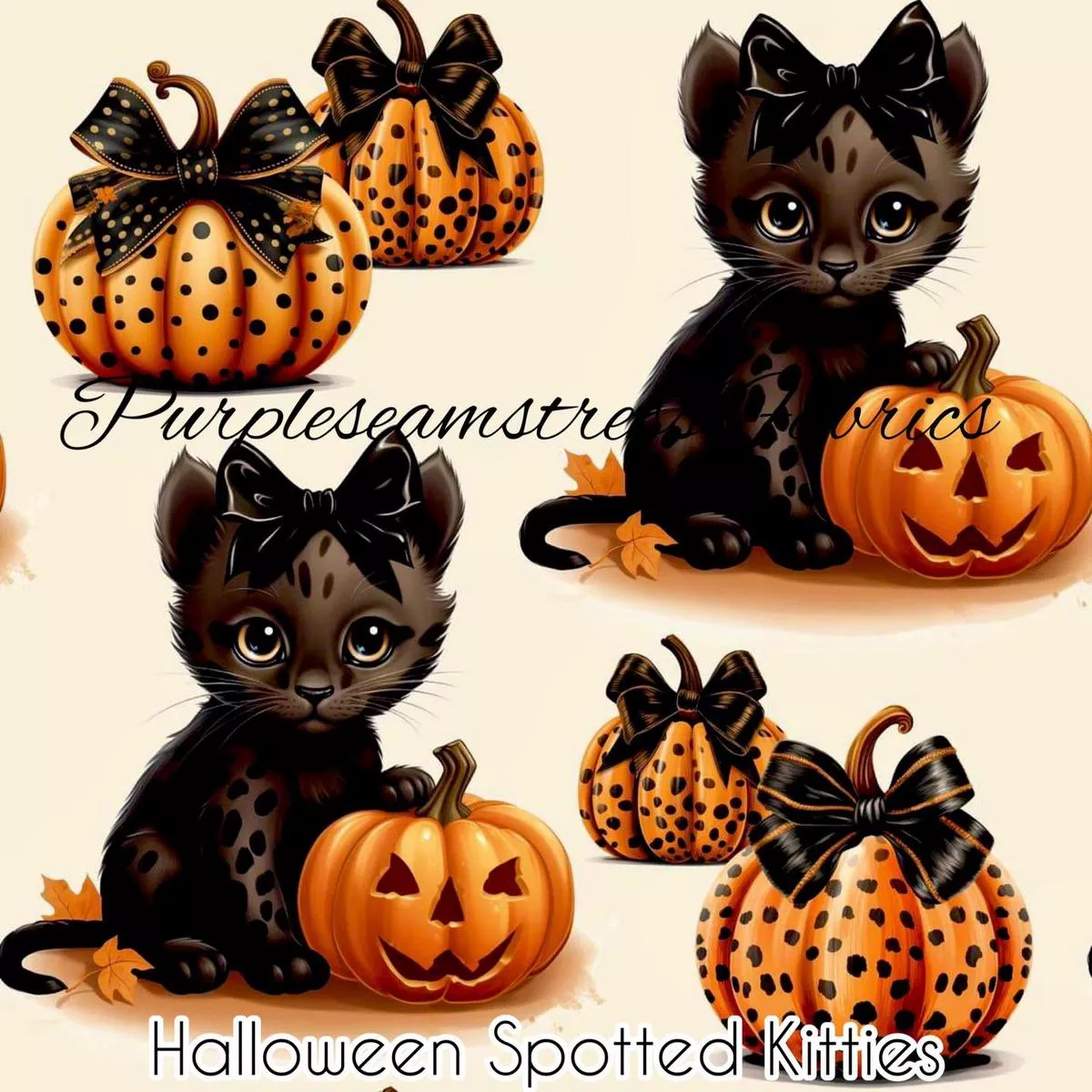 Halloween Spotted KittensFabric