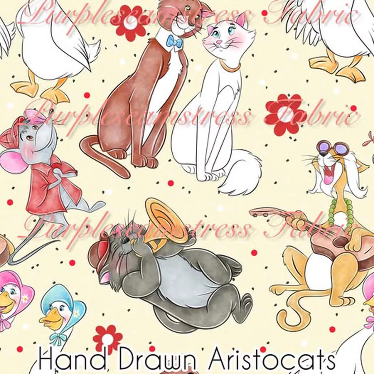 Hand Drawn AristocatsFabric