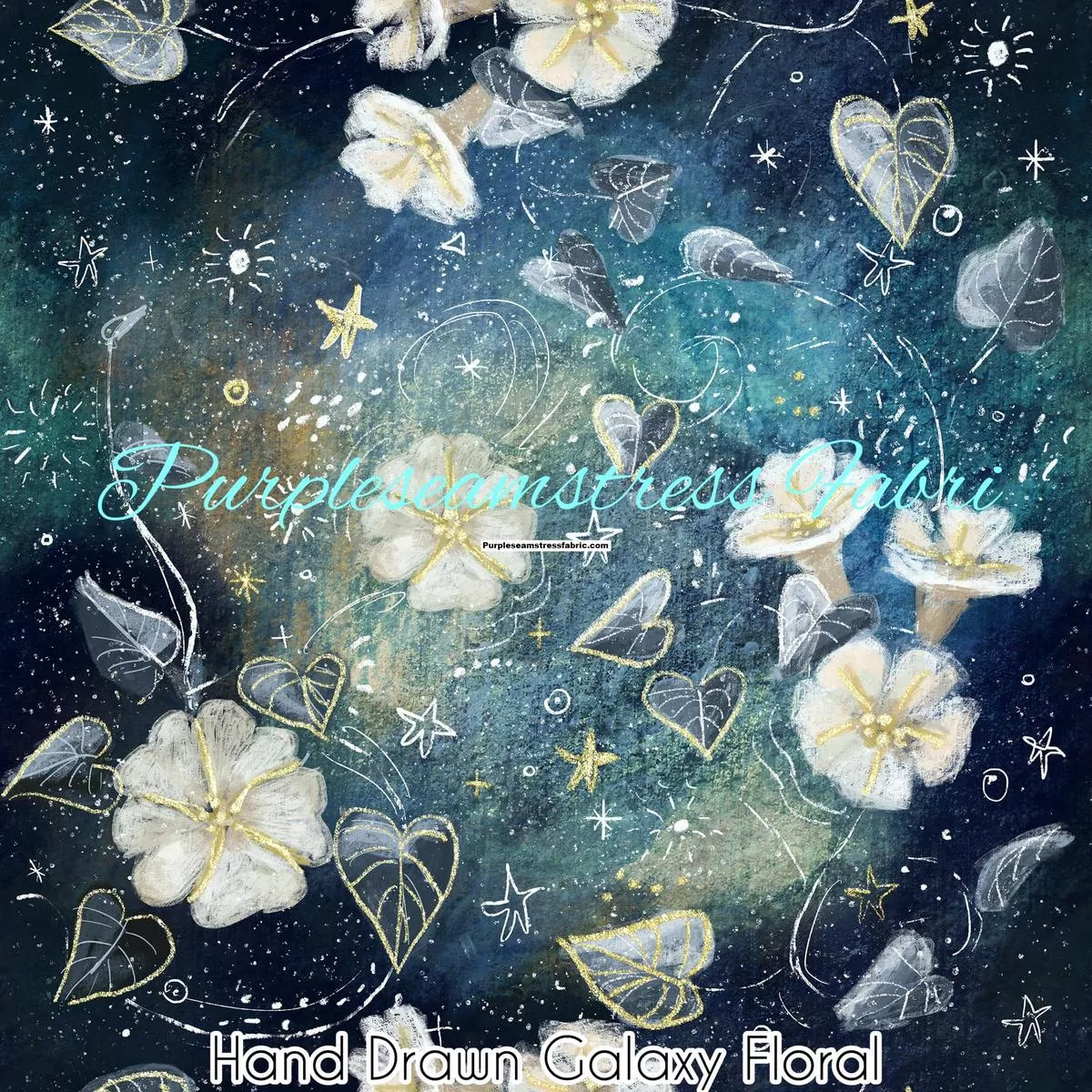 Hand Drawn Galaxy FloralFabric