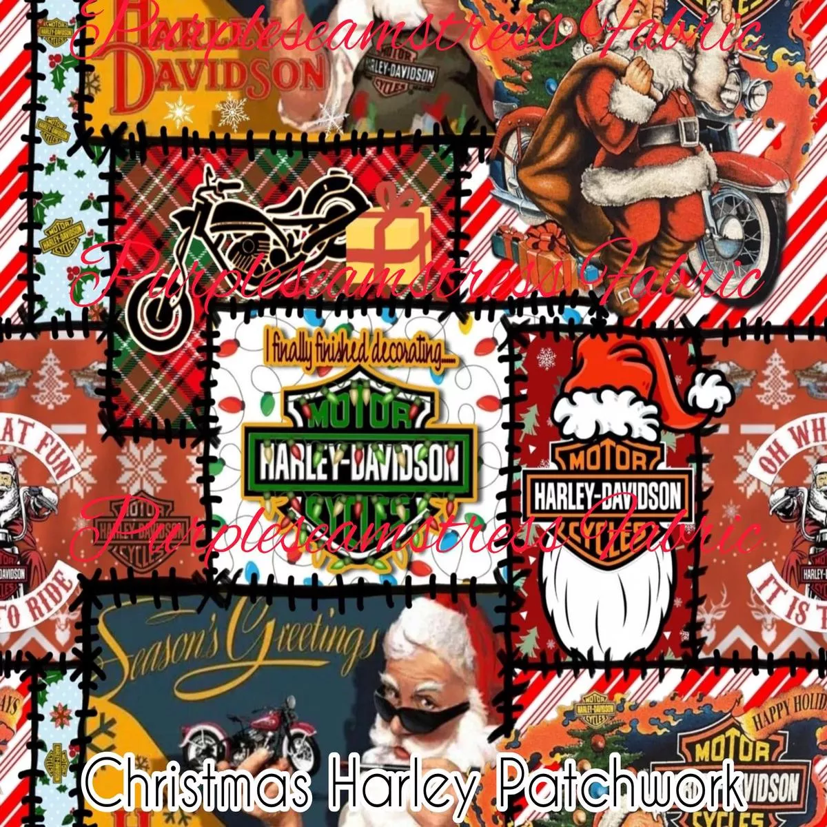 HD Motorcycle Christmas Patchwork …