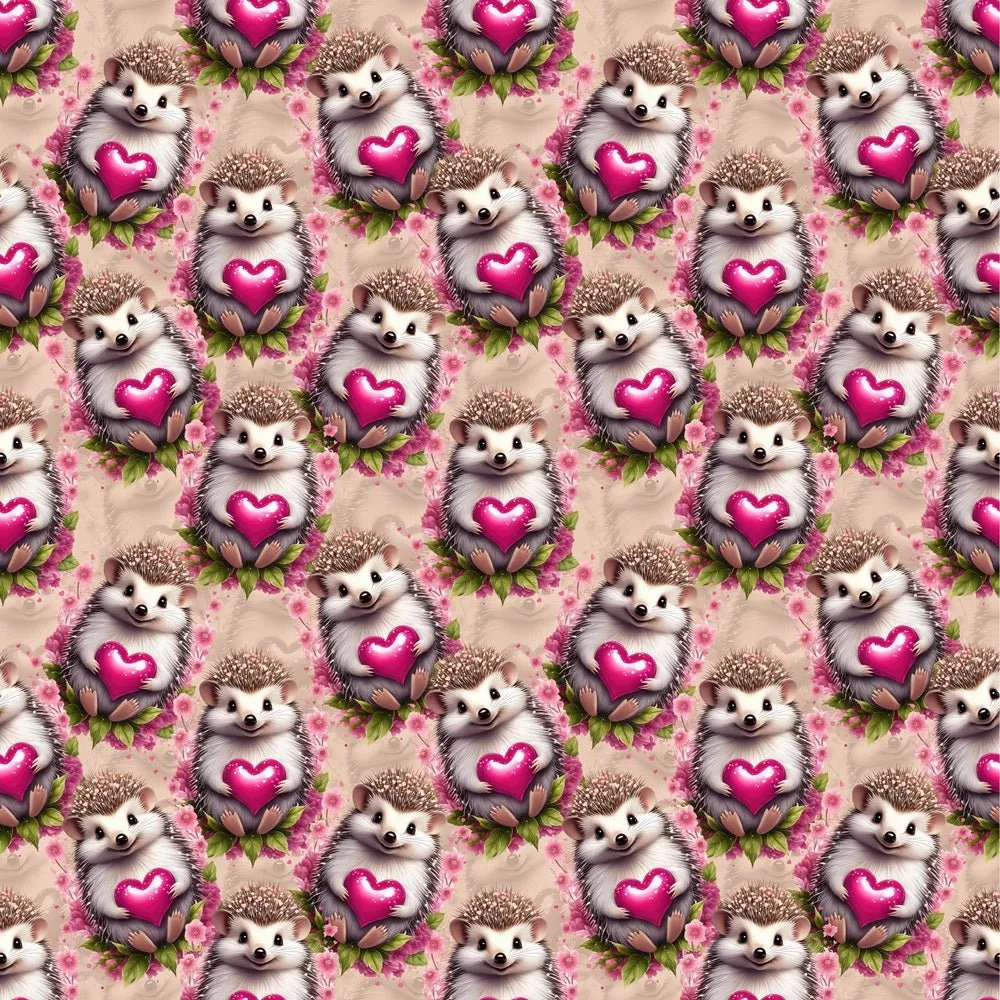 Hedgehog with Hearts Fabric