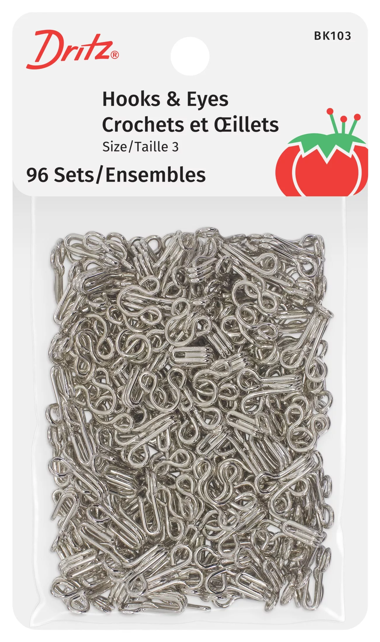 Hooks & Eyes, 96 Sets, Nickel