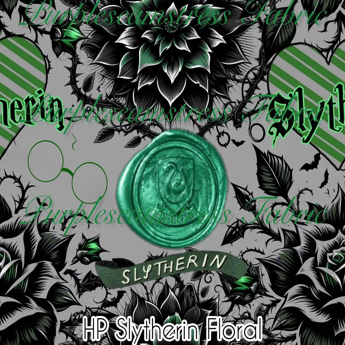 HP Slytherin FloralFabric